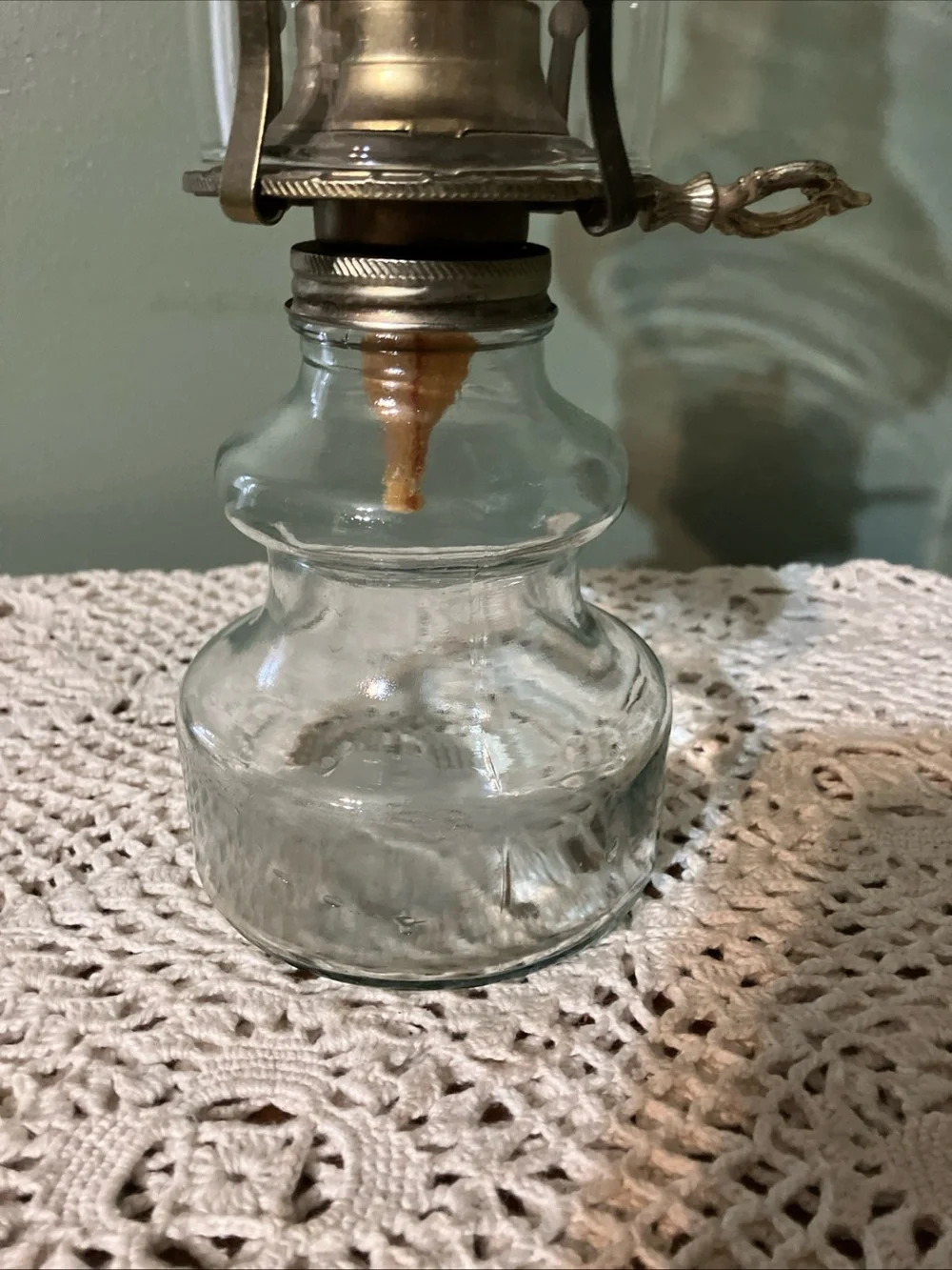 Vintage Clear Glass Oil Kerosene Lamp
